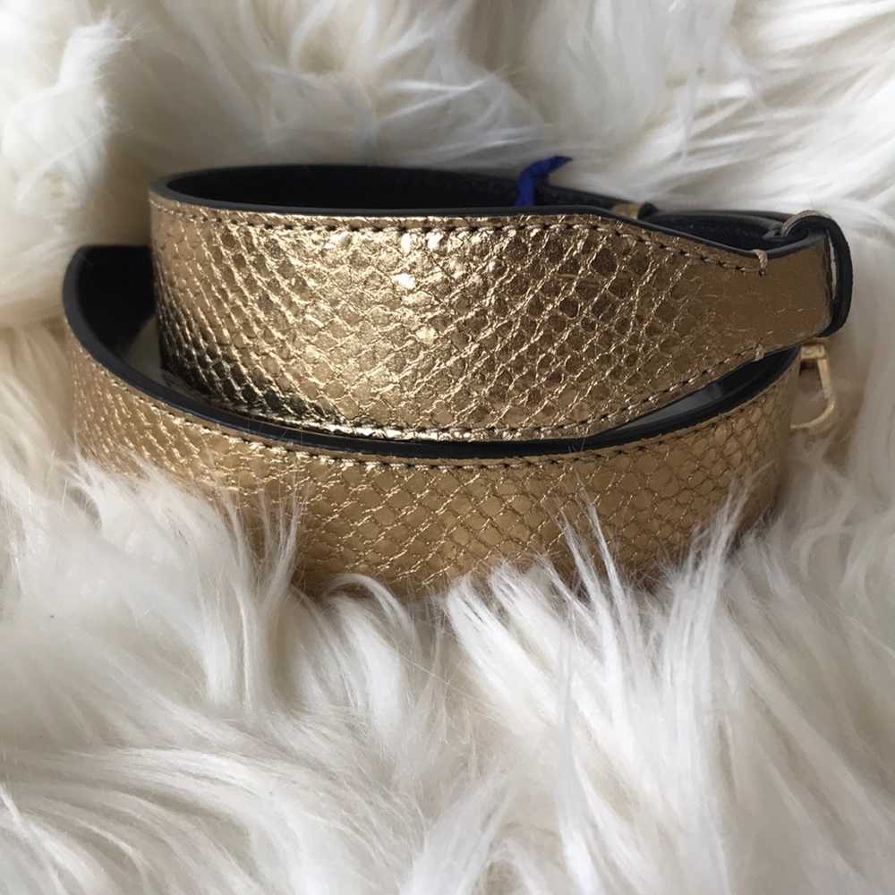 NWT Michael Kors Gold Guitar Strap Snake embossed - Picture 3 of 8